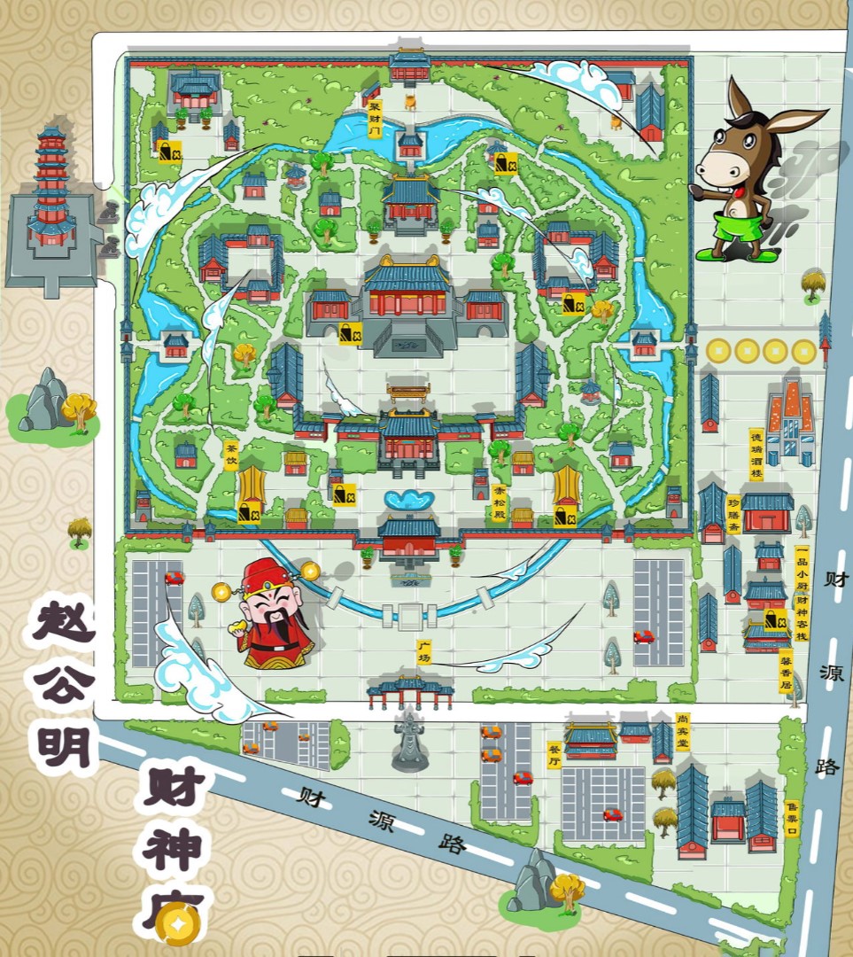 文安寺庙类手绘地图
